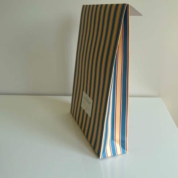 Sezane yellow and blue striped gift bag with ribbon closure - Picture 5 of 5